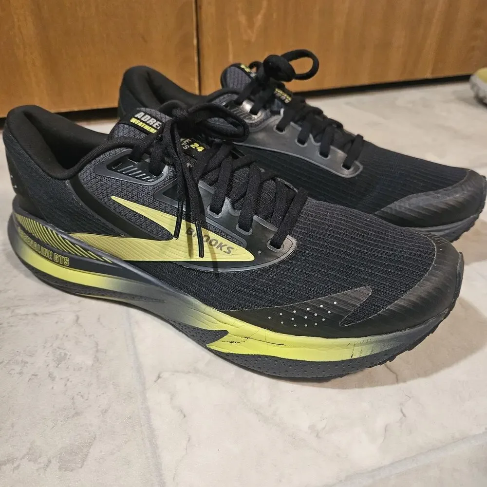 Brooks Adrenaline GTS 24  Black Yellow Running Shoes 1104381D033 Men Size 11